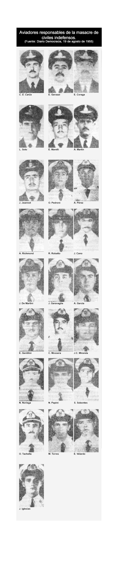 aviadores militares de la masacre de palza de mayo de 1955